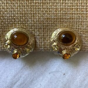 Elegant Gold and Amber Earrings